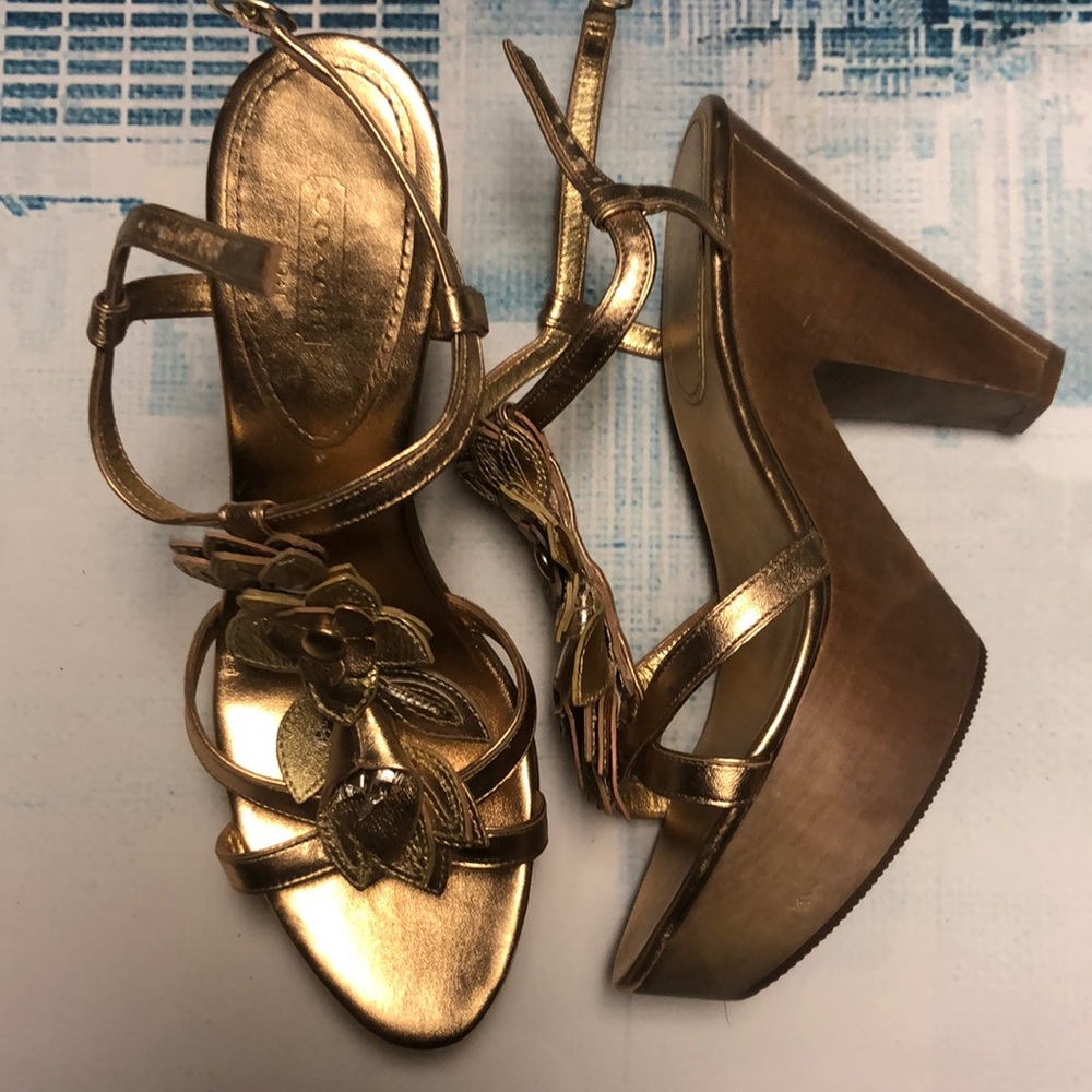 Coach Metallic flower clogs